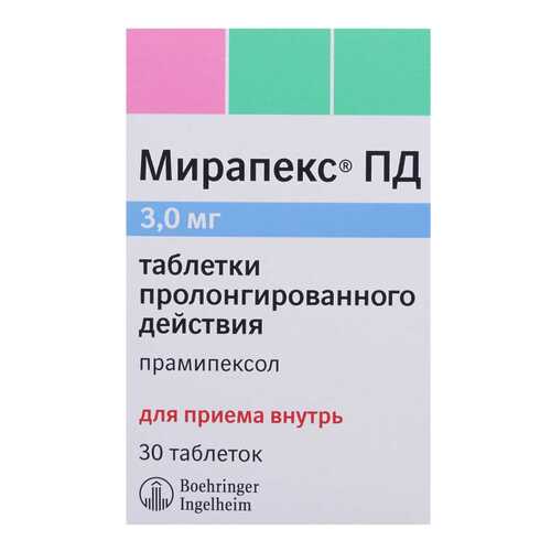 Мирапекс ПД таблетки 3 мг 30 шт. в Вита Экспресс