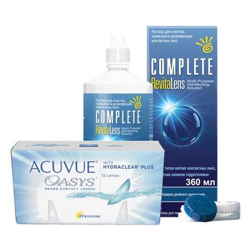 Контактные линзы Acuvue Oasys 12 линз R 8.4 +7.50 + Раствор Complete RevitaLens 360 мл в Вита Экспресс