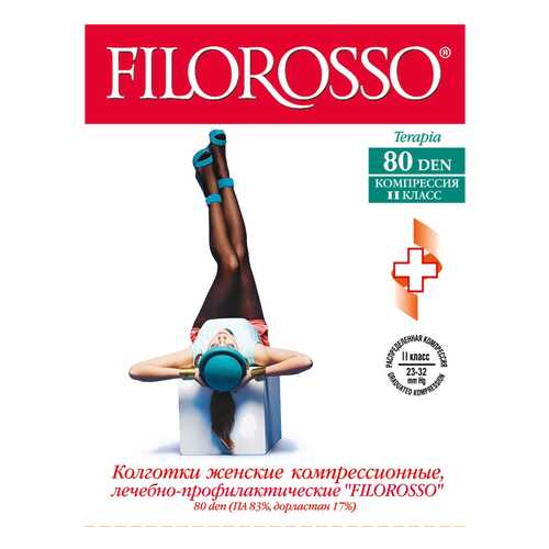 Колготки Filorosso компрессионные профилактические TERAPIA 80 den 2 класс черный р.3 в Вита Экспресс